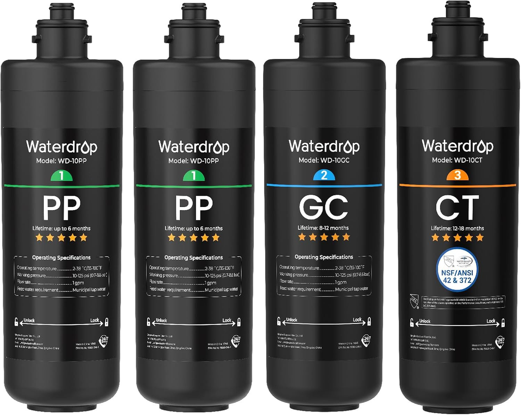 Waterdrop TSA 3-Stage Replacement for Waterdrop TSA & TSB 3-stage Under Sink Water Filtration System, WD-2PPGCCT