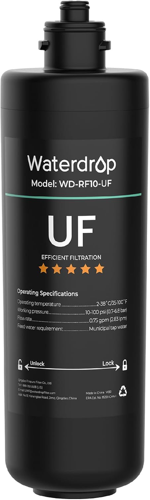 Waterdrop Repuesto de filtro UF modelo WD-10UF, para sistema de filtración WD-TSA-UF